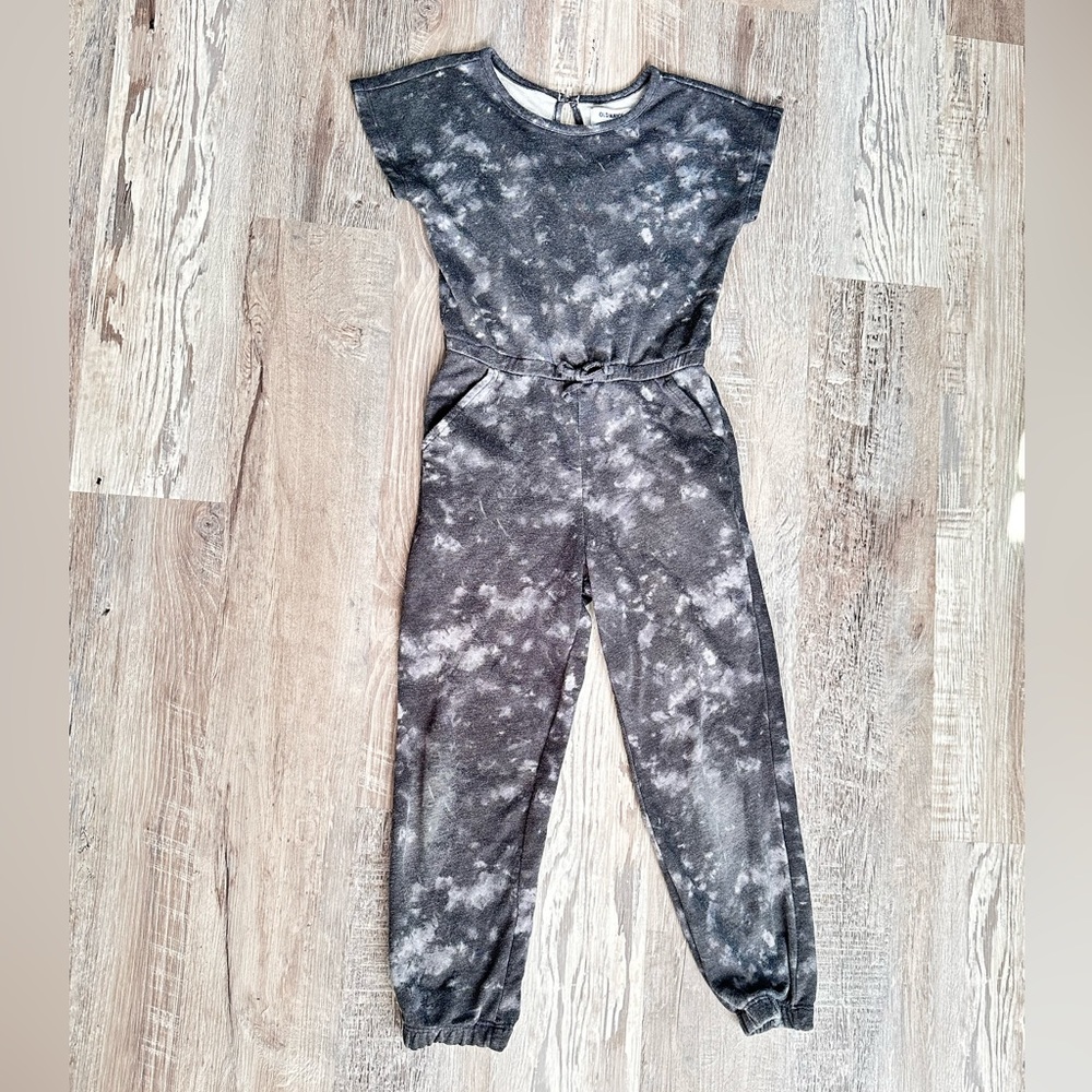 Old Navy Girls Jumpsuit M(8) Tie Dye Black Gray Short Sleeve Pull On